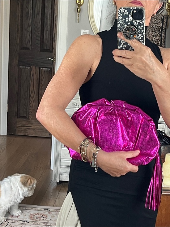 Rebecca Minkoff Handbags - Rebecca Minkoff Metallic Magenta Drawstring Wristlet Clutch bag